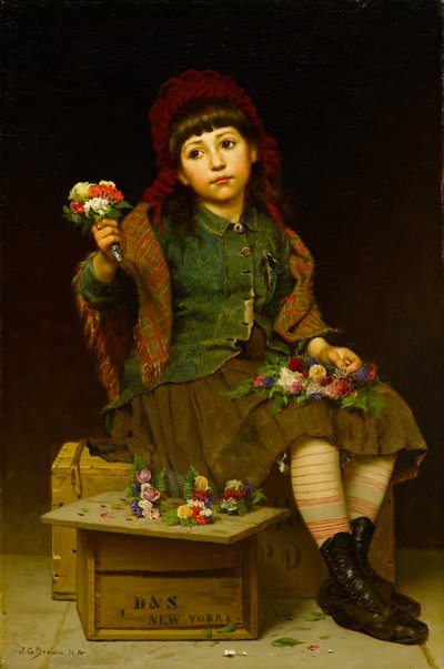 花束を買う、1881年頃（キャンバスに油彩） 作： John George Brown