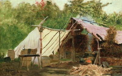 メインの森のキャンプ、No.3 作： John George Brown