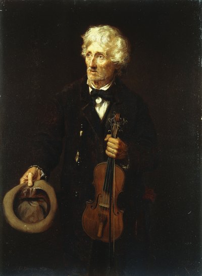 ヴァイオリンを持つ男、1879 作： John George Brown