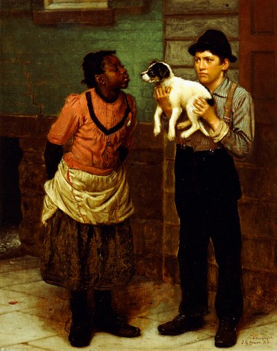 新しい子犬、 作： John George Brown