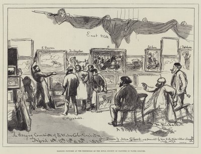 水彩画の王立画家協会の展示会での吊り絵 作： John Gilbert