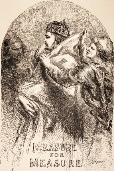 「イラストレイテッド・ライブラリー・シェイクスピア」からのメジャー・フォー・メジャーのイラスト、ロンドン1890年発行 作： John Gilbert