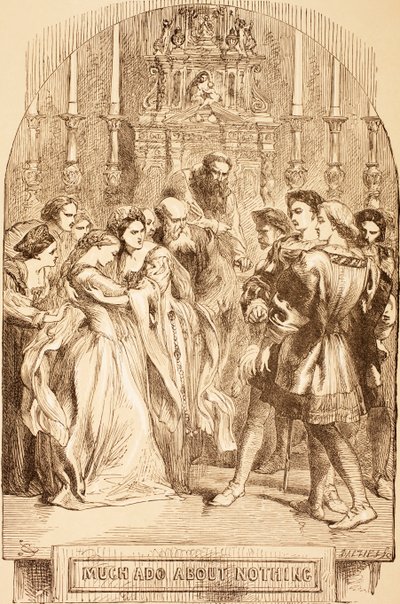 「イラストレイテッド・ライブラリー・シェイクスピア」からの何もないことのイラスト、ロンドン1890年発行 作： John Gilbert