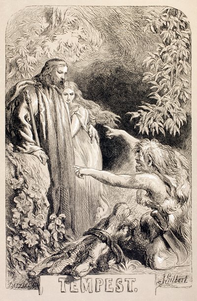 『The Illustrated Library Shakespeare』からのテンペストのイラスト、ロンドン1890年発行 作： John Gilbert