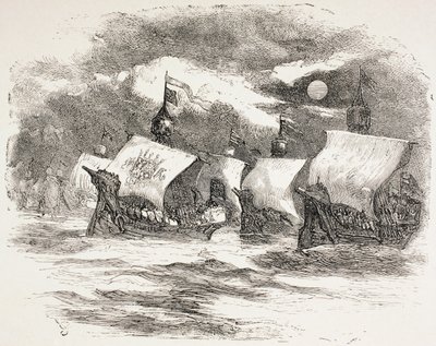 1890年にヘンリー王の艦隊がフランスに向けて出航 作： John Gilbert