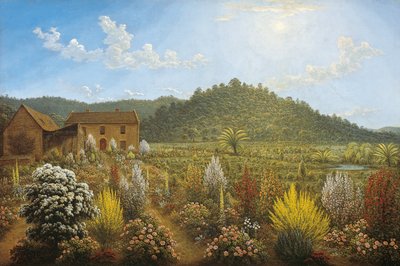 Van Diemen&39;sLandのMillsPlainsにあるアーティストの家と庭の眺め 作： John Glover