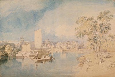 アイルワースのテムズ川、1805-10年頃（グラファイトとトイレットペーパー上のトイレ） 作： John Glover