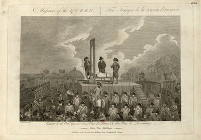 1793 年 10 月 16 日、1793 年から 1794 年にかけてのマリー・アントワネットの処刑。 作： John Goldar