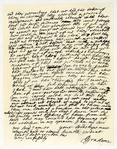1679年6月1日、クレイバーハウスのジョングラハムからジョージリビングストンへの手紙 作： John Graham