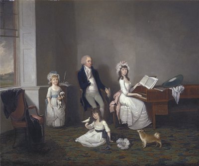 ハイランドエセックスのジョンリチャードコミンズと娘たち、1775年 作： John Greenwood