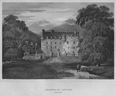 トラクエア城、ピーブルシャー、1814 作： John Greig