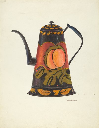 Toleware社のコーヒーポット、19351942年。 作： John Hall