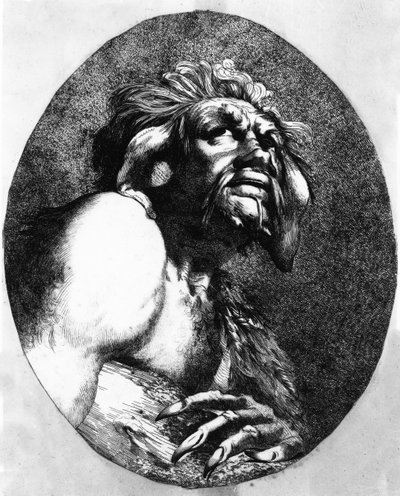テンペスト出身のキャリバン、1776 作： John Hamilton Mortimer