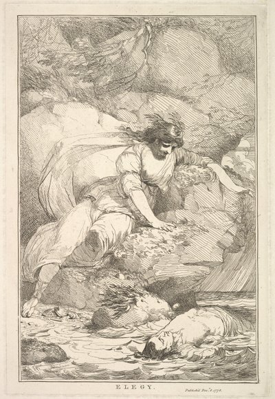 1778年12月8日、ジョシュアレイノルズ卿に捧げられた15のエッチングからのエレジー。 作： John Hamilton Mortimer