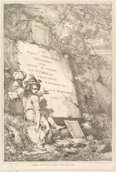ジョシュアレイノルズ卿に捧げられた口絵15のエッチング、1778年。 作： John Hamilton Mortimer