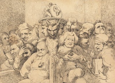 シェイクスピアのメダリオンの周りに集まった文学的なキャラクター 作： John Hamilton Mortimer