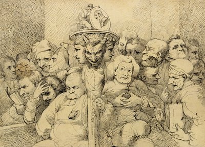 シェイクスピアのメダリオンの周りに集まった文学的なキャラクター 作： John Hamilton Mortimer