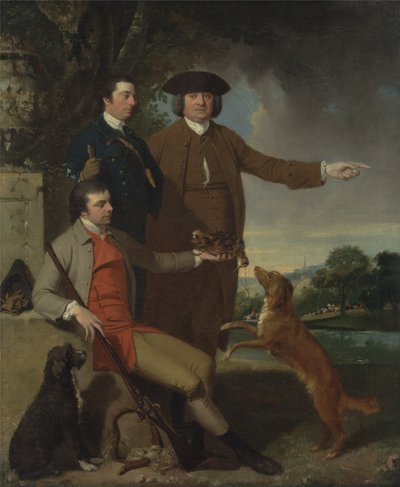父と兄弟との自画像、c.1760-62（キャンバスに油彩） 作： John Hamilton Mortimer