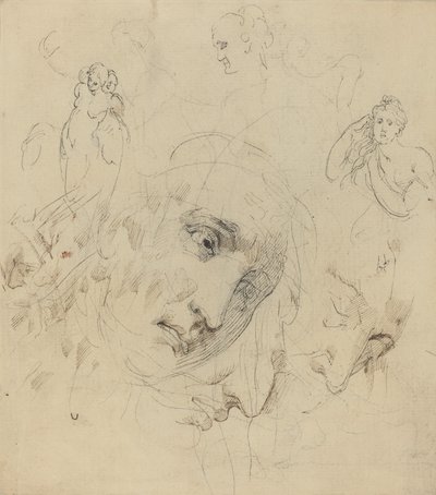 中央の女性の顔の研究 作： John Hamilton Mortimer