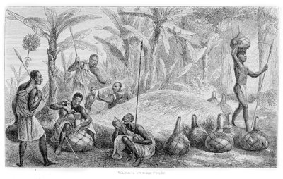 ワガンダ醸造ポンベ、「ナイル川の源の発見の日記」、1864年 作： John Hanning Speke