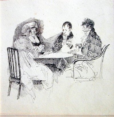 A Game of Cards（紙にペンとインク 作： John Harden