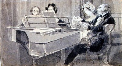 音楽の夕べ」（水彩、ガッシュ、紙 作： John Harden