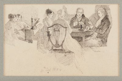 イブニングエンターテインメント、1804（紙にペンとインク） 作： John Harden