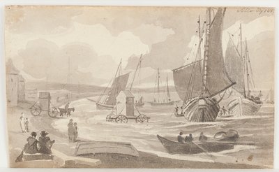1812年にカンブリア州アロンビーにある入浴機（紙にトイレ） 作： John Harden