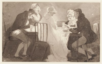 テーブルでのグループ、1806（紙にトイレ） 作： John Harden