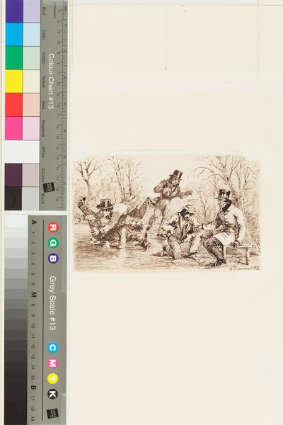 アイススケート、1847年1月6日（紙にペンとインク） 作： John Harden