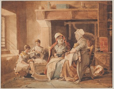 村の博士、1820年（紙にトイレ） 作： John Harden