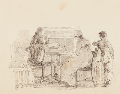 暖炉のそばの3つ、1805年 作： John Harden