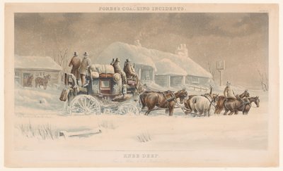 冬の風景の雪の中で 6 頭の馬の馬車 ニー ディープ (オブジェクトのタイトル) フォレスの馬車事件（連載タイトル） フォレスのコーチング事件 作： John Harris