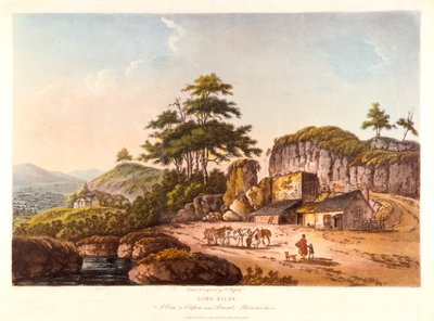 ライム窯。 1798年、グロスターシャー州ブリストル近くのクリフトンでのビュー。 作： John Hassell