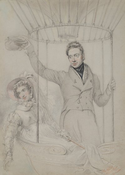 ジョージ・グラハムと妻のマーガレット、気球上昇、ロンドン、1823年 作： John Hayter