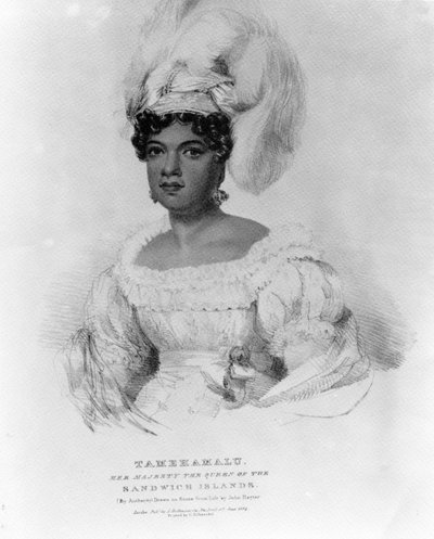 1824年、サンドイッチ諸島の女王陛下、タメハマル 作： John Hayter