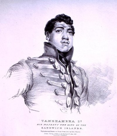 タメハメハ2nd：サンドウィッチ諸島の国王陛下（リトグラフ） 作： John Hayter