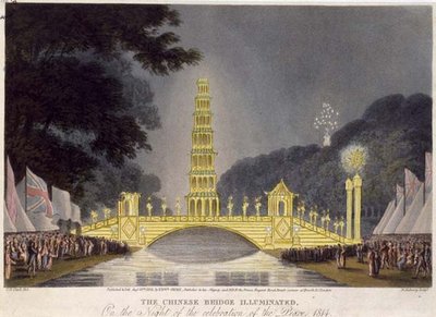 平和の祭典の夜にライトアップされた中国橋 作： John Heaviside (after) Clark
