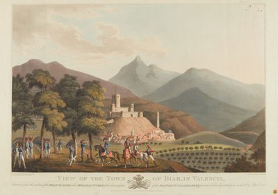 1814年、ドゥブールによって刻まれたバレンシアのブライア州の町の景色（色はアクアチント） 作： ジョン・ヘヴィサイド・クラーク