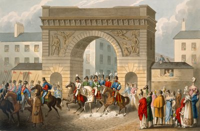 同盟国のパリへの入り口。マシュードゥブール（fl.1813-20）が「歴史的、軍事的、海軍の逸話」、パブから刻印。エドワード・オーム（1774-c.1820）1818（アクアチント） 作： John Heaviside Clark