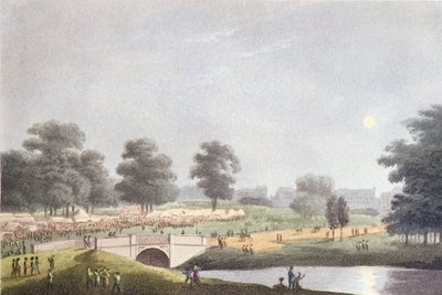1814年8月1日、マシューデュブールによって彫刻されたハイドパークの見本市（色付きの彫刻） 作： John Heaviside Clark