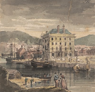 Weymouth: com figuras, frete e vista da (?) alfândega 作： John Henderson
