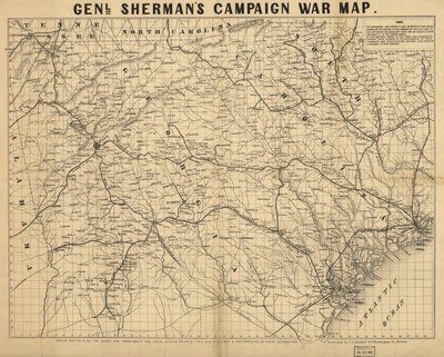 シャーマン将軍の選挙戦マップ。LOC 99447285 作： ジョン・ヘンリー・バフォード