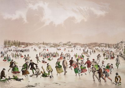 ジャマイカ池、マサチューセッツ州ウェストロクスベリー、1859年頃（カラーリトグラフ） 作： John Henry Bufford