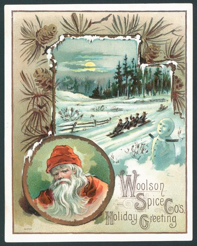 ウールソンスパイスカンパニークリスマスカード（クロモリト） 作： John Henry Bufford