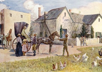 南アフリカの農場（カラーリトグラフ 作： John Henry Frederick (after) Bacon