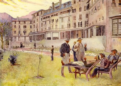 ケープタウン、マウント・ネルソン・ホテルの外（カラーリトグラフ 作： John Henry Frederick (after) Bacon
