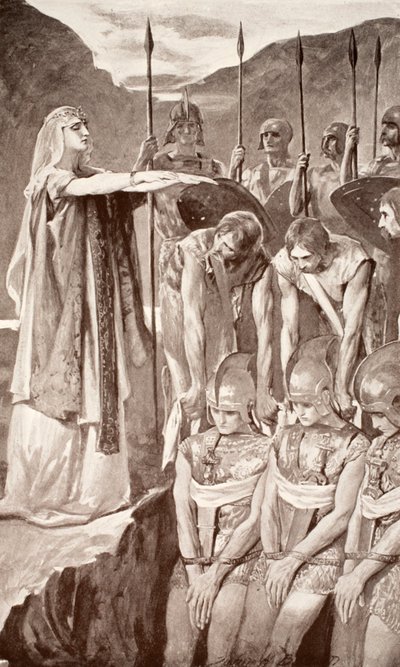 ディアドラの嘆き、チャールズスクワイアによる「ケルトの神話と伝説」のイラスト、1905年 作： John Henry Frederick Bacon