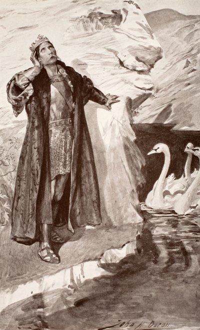 レールと白鳥、チャールズスクワイアによる「ケルト神話と伝説」のイラスト、1905年 作： John Henry Frederick Bacon