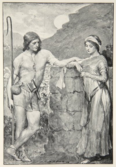 オラフとシグリッド、MI Ebbuttによる「英雄の神話と伝説」から1910 作： John Henry Frederick Bacon
